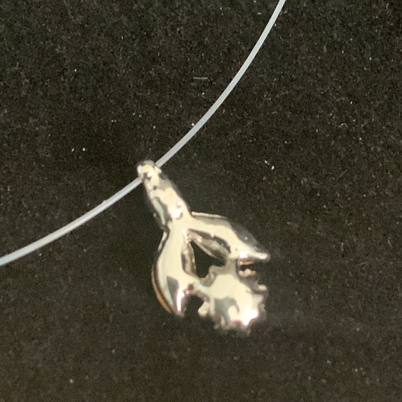 ♥️ Sale 3for$15! Silver Tone Rhinestone Charm / Pendant on a wire necklace 18” - Picture 3 of 3